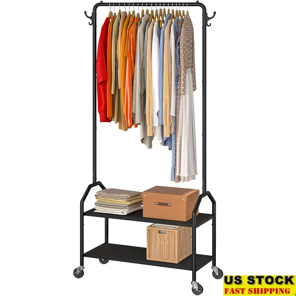 Multifunctional Rolling Clothes Rack with Bottom Shelves Industrial Wheels Sturdy Metal Hangers Shoe Storage Hooks Kids and
Multifunctional Rolling Clothes Rack with Bottom Shelves Industrial Wheels Sturdy Metal Hangers Shoe Storage Hooks Kids and