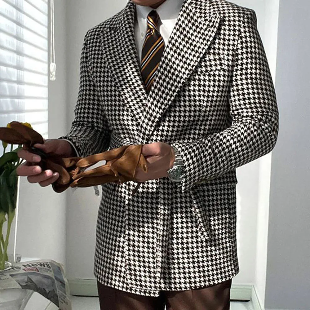 Fashion Plaid Suits for Men 2 Pieces Jacket Brown Pants Single Breasted Male Clothing Elegant Business Banquet Costume Homme
Fashion Plaid Suits for Men 2 Pieces Jacket Brown Pants Single Breasted Male Clothing Elegant Business Banquet Costume Homme