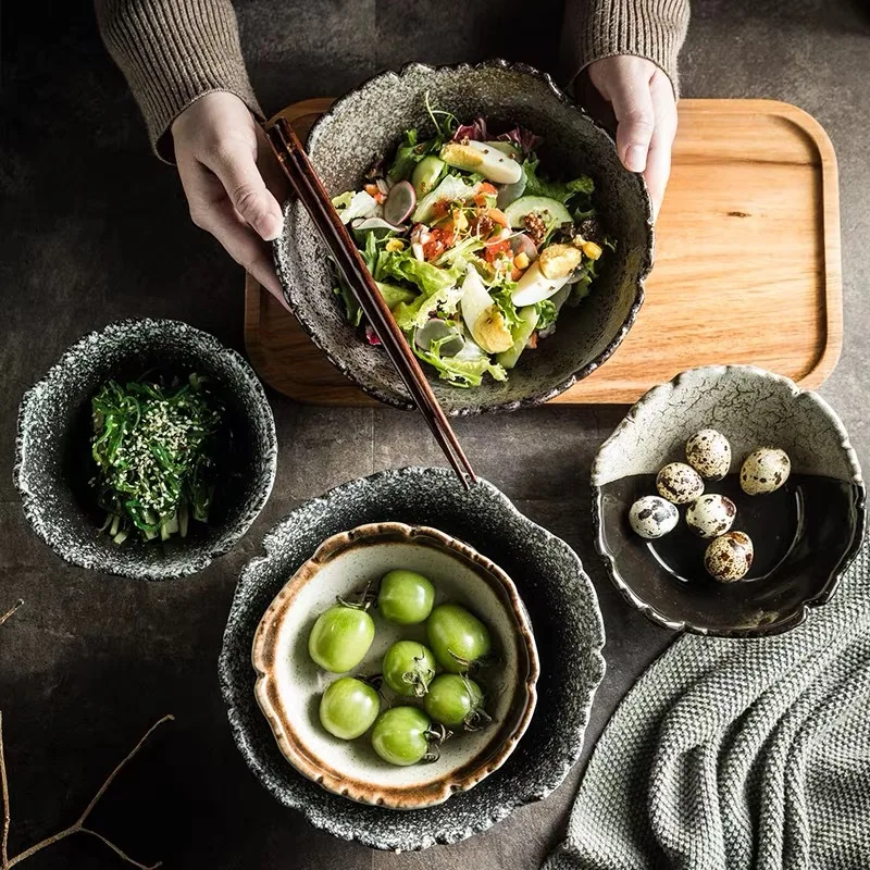 Japanese Classic Round Ceramic Bowl Set Fruit Salad Bowl Retro Irregular Rim Soup Noodle Bowl
Japanese Classic Round Ceramic Bowl Set Fruit Salad Bowl Retro Irregular Rim Soup Noodle Bowl