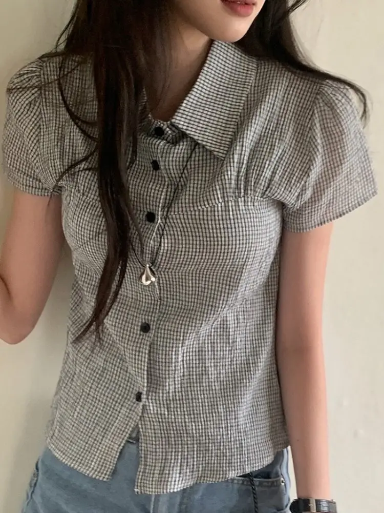 Fashionable Short Sleeve Pleated Waist Cinched Plaid Women's Shirt Design Sensation French Style Slim Fit Cotton Polyester Blend
Fashionable Short Sleeve Pleated Waist Cinched Plaid Women's Shirt Design Sensation French Style Slim Fit Cotton Polyester Blend