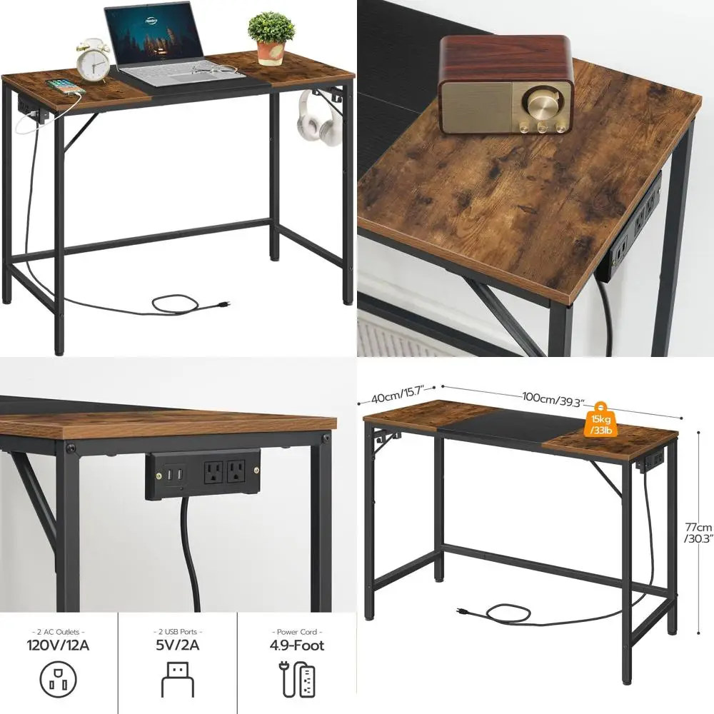 Computer Desk, Home Office Desk with Power Outlet, Modern Study Writing Desk with 3 Hooks for Study Room, Home Office, Sturdy an
Computer Desk, Home Office Desk with Power Outlet, Modern Study Writing Desk with 3 Hooks for Study Room, Home Office, Sturdy an