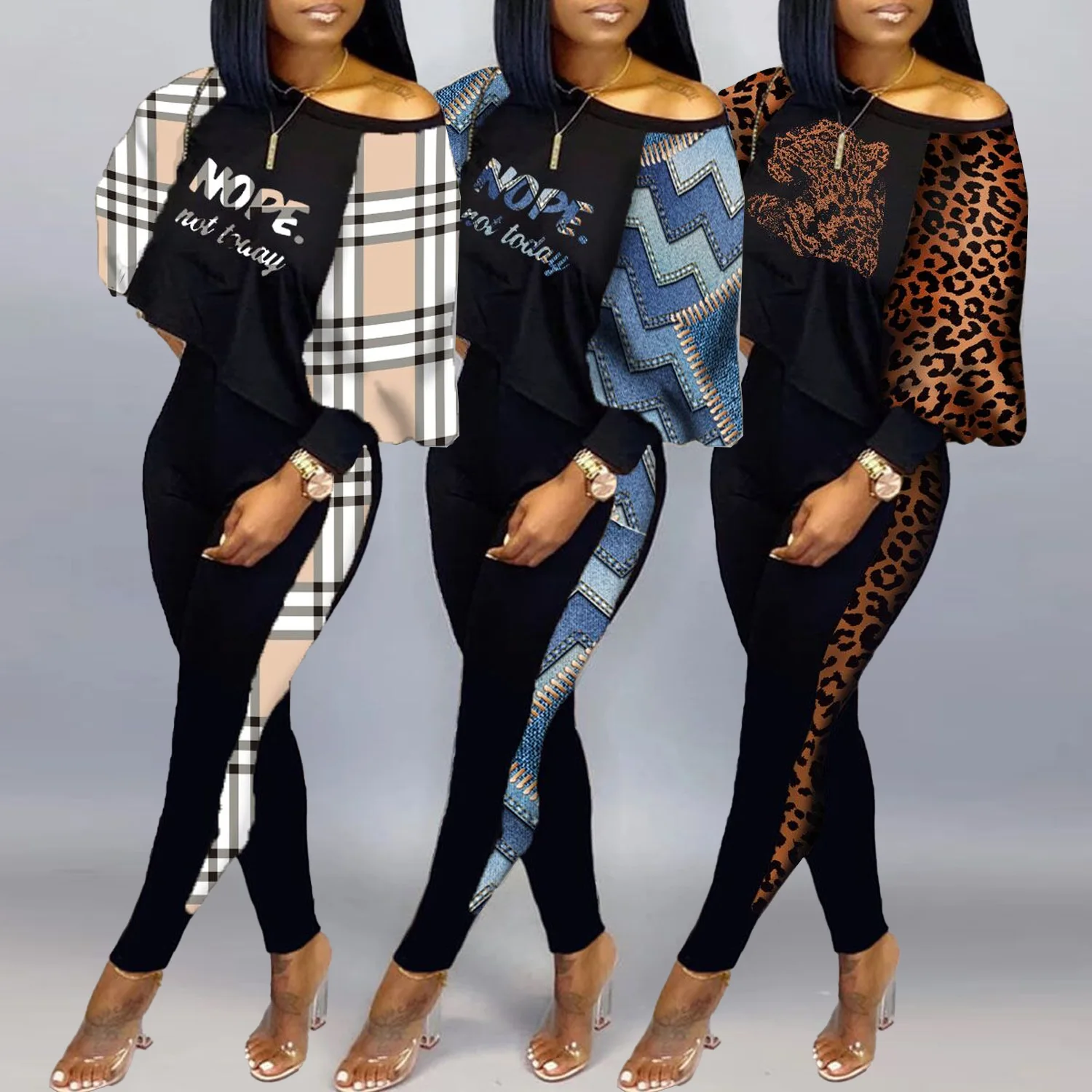 AOSKM New 2022, Winter SRK2652 Sexy, Fashion, Casual, Flow, Slim, Slant Shoulder, Print, Pants, Ladies Two-Piece NighTclub Suit
AOSKM New 2022, Winter SRK2652 Sexy, Fashion, Casual, Flow, Slim, Slant Shoulder, Print, Pants, Ladies Two-Piece NighTclub Suit