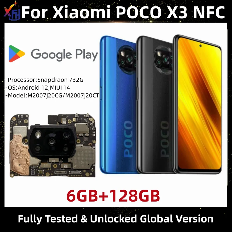 Mainboard for Xiaomi POCO X3 NFC, Original Motherboard PCB Module, 128GB, Main Circuit Board, Global Version
Mainboard for Xiaomi POCO X3 NFC, Original Motherboard PCB Module, 128GB, Main Circuit Board, Global Version
