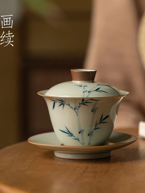 Hand-Painted Bamboo Cover Bowl Tea Cup Ceramic Vintage Style Tea Set for Brewing Tea Home Use Female Version Bamboo Pattern
Hand-Painted Bamboo Cover Bowl Tea Cup Ceramic Vintage Style Tea Set for Brewing Tea Home Use Female Version Bamboo Pattern