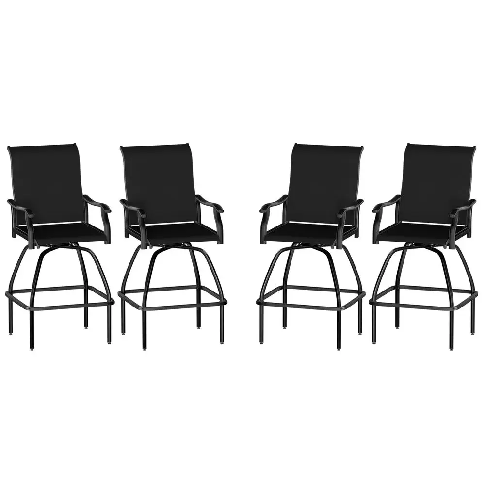 Patio Bar Set 4pcs Swivel Bar Stools Outdoor Bistro Textilene Furniture Stability AllWeather Set 4, Black Fabric
Patio Bar Set 4pcs Swivel Bar Stools Outdoor Bistro Textilene Furniture Stability AllWeather Set 4, Black Fabric