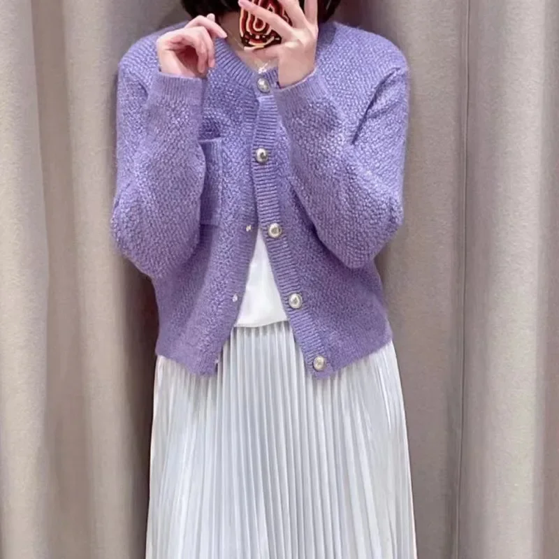 Women Patch Pocket Cardigan Solid Color Single Breasted O-Neck Long Sleeve Casual Spring 2024 Knitted Sweater
Women Patch Pocket Cardigan Solid Color Single Breasted O-Neck Long Sleeve Casual Spring 2024 Knitted Sweater