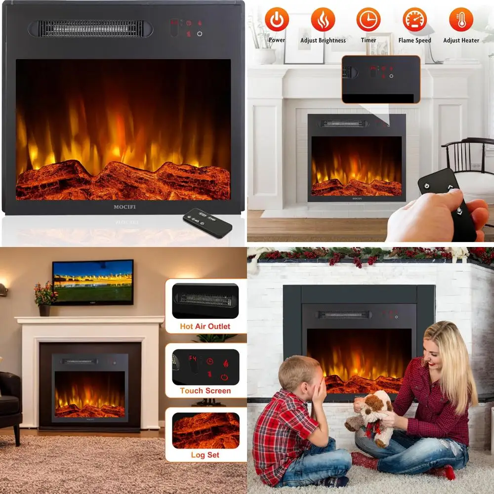 23 Electric Fireplace Insert Heater, Recessed or Freestanding, Remote & Touch Screen Controls, Adjustable Flame
23 Electric Fireplace Insert Heater, Recessed or Freestanding, Remote & Touch Screen Controls, Adjustable Flame
