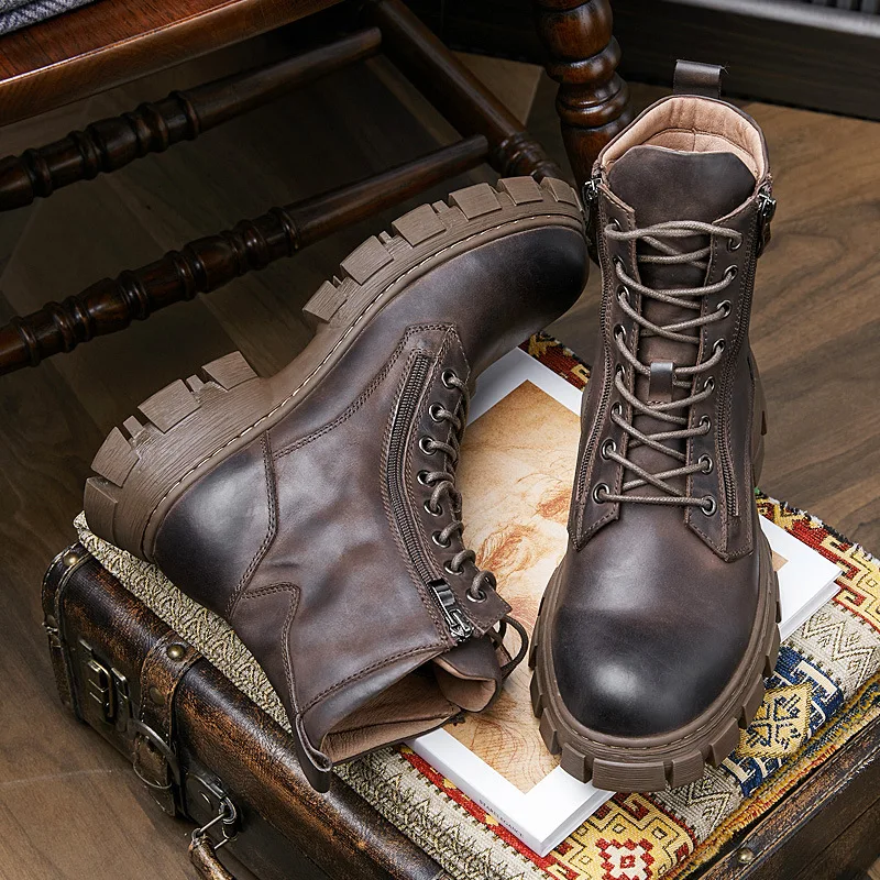 Retro brown cowhide men's boots Riding boots Outdoor shoes Working boots Motorcycle boots
Retro brown cowhide men's boots Riding boots Outdoor shoes Working boots Motorcycle boots