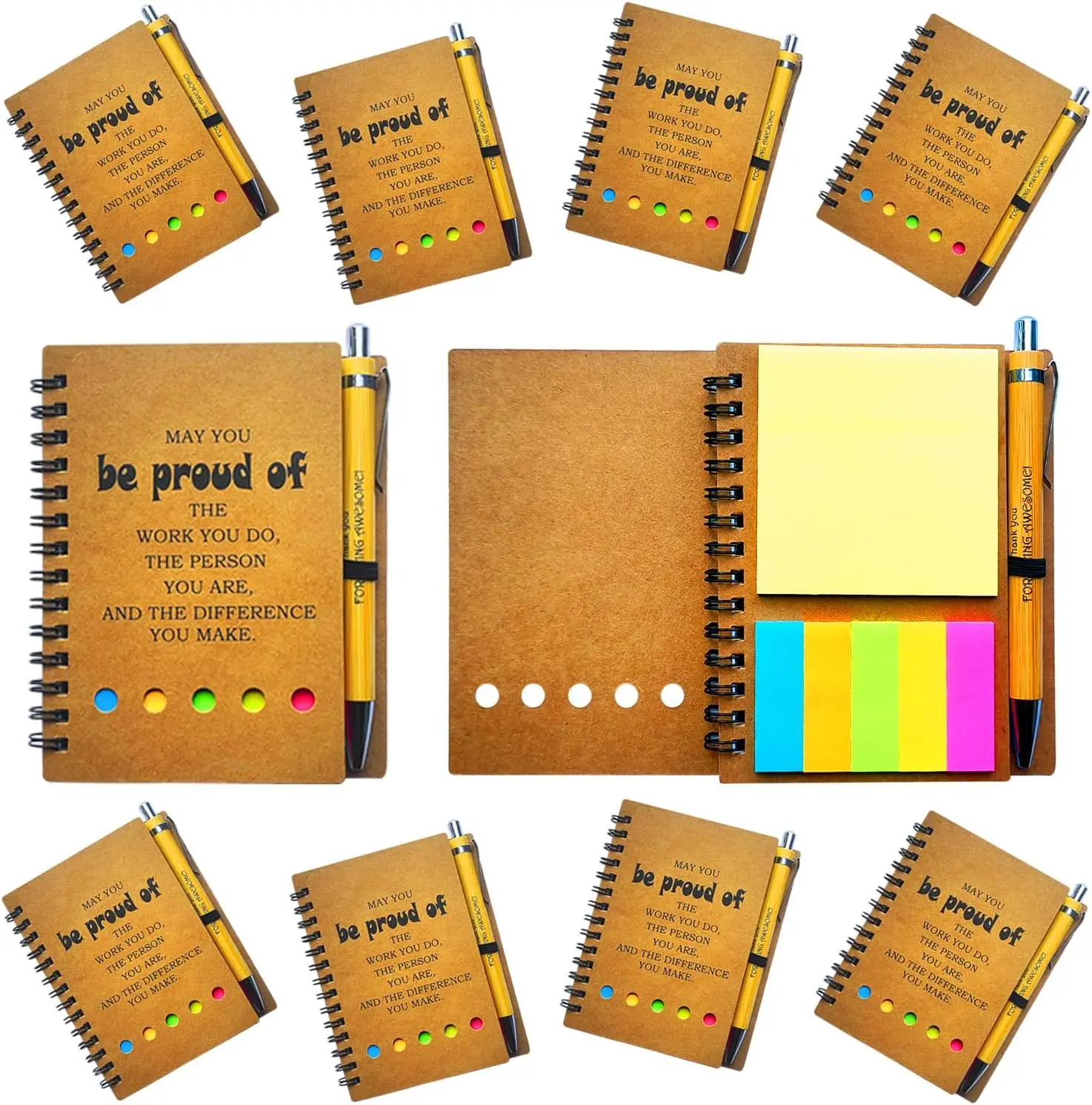 10-Pack Inspirational Spiral Notebooks with Pens & Sticky Notes, Employee Appreciation Gifts for Teachers, Nurses, Colleagues
10-Pack Inspirational Spiral Notebooks with Pens & Sticky Notes, Employee Appreciation Gifts for Teachers, Nurses, Colleagues