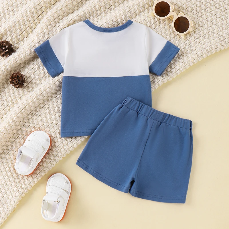 Baby Boys Summer Shorts Sets Short Sleeve Contrast Color Tops and Drawstring Shorts Sets
Baby Boys Summer Shorts Sets Short Sleeve Contrast Color Tops and Drawstring Shorts Sets