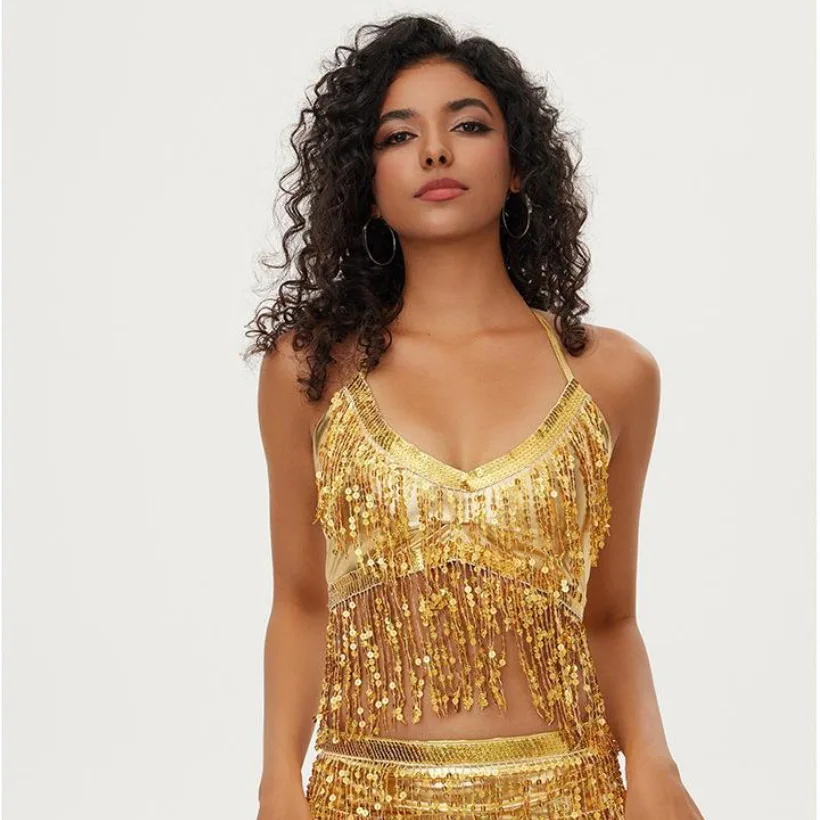 Halloween Sequin Performance Top Belly Dance Tassel Crop Top Stage Lighting Strapless Bra for Night Club And Stage
Halloween Sequin Performance Top Belly Dance Tassel Crop Top Stage Lighting Strapless Bra for Night Club And Stage