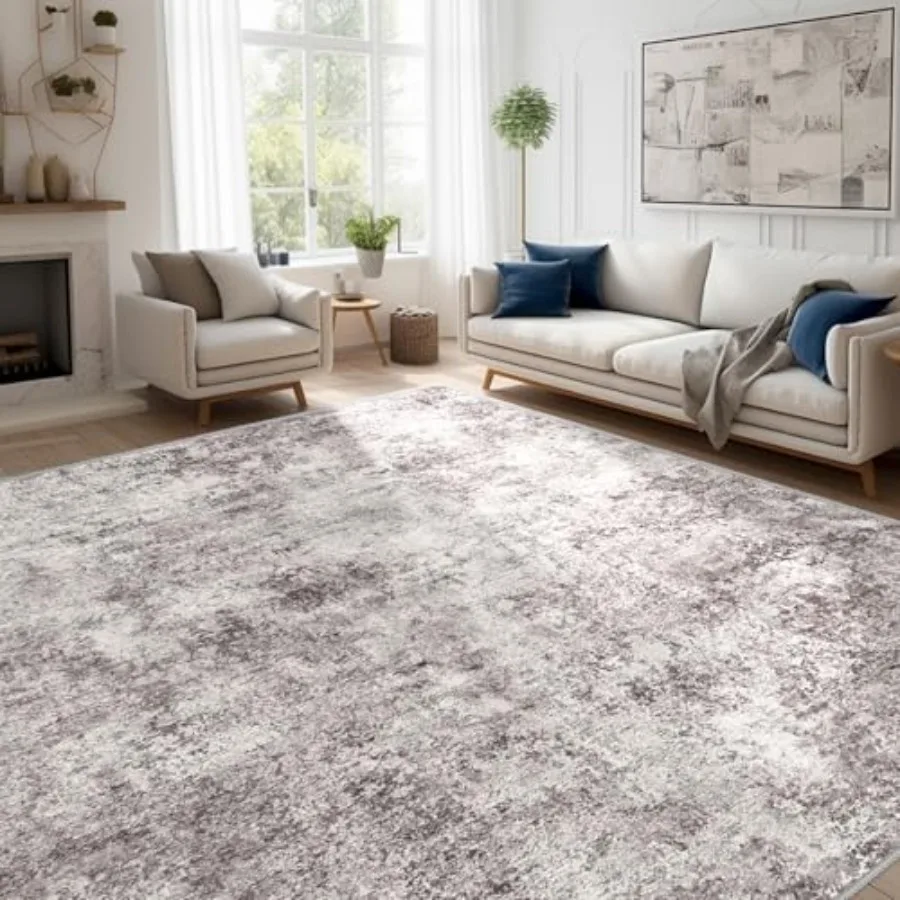 Living room bedroom decor: washable 10x14 modern non-slip area rug in gray cream, soft foldable distressed carpet, stain-resist
Living room bedroom decor: washable 10x14 modern non-slip area rug in gray cream, soft foldable distressed carpet, stain-resist