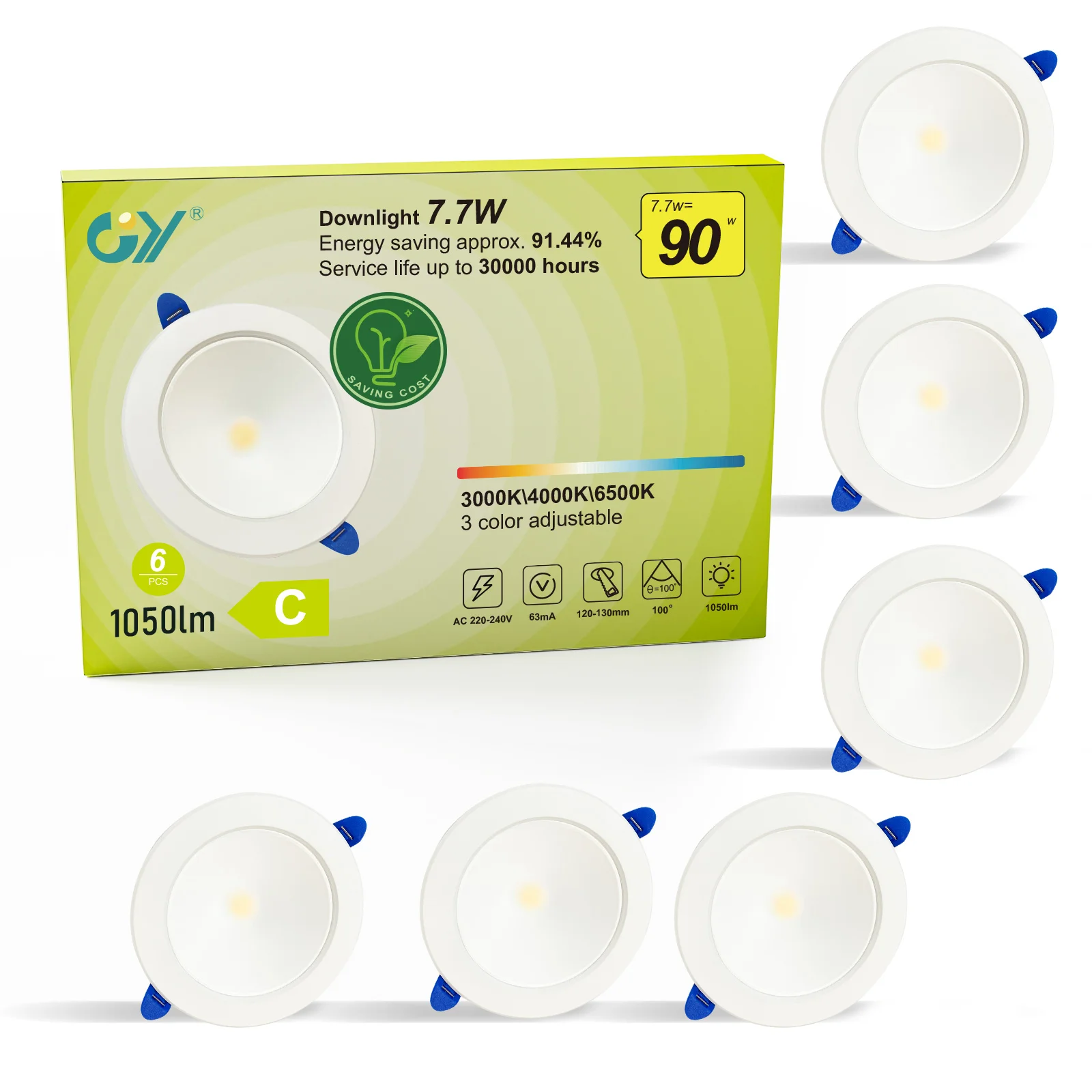 GY 7,7 Вт 1050LM Светодиодный потолочный светильник Встраиваемый потолочный светильник, теплый белый с регулируемой яркостью 3000K нейтральный белый 4000K Холодный белый прожектор 6500K
GY 7,7 Вт 1050LM Светодиодный потолочный светильник Встраиваемый потолочный светильник, теплый белый с регулируемой яркостью 3000K нейтральный белый 4000K Холодный белый прожектор 6500K