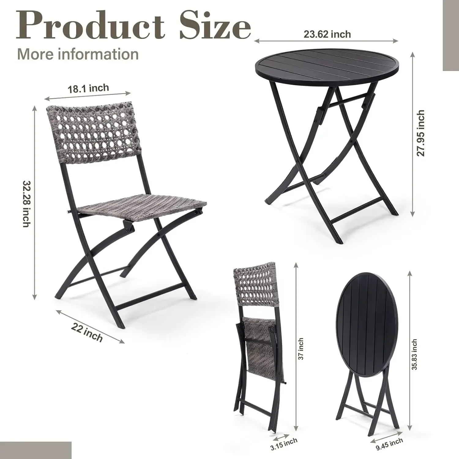 EXPRESSIONS PATIO · HOME · GARDEN 3 Pc 3 Piece Folding Outdoor Bistro, Wicker Furniture Table and Chairs for Garden
EXPRESSIONS PATIO · HOME · GARDEN 3 Pc 3 Piece Folding Outdoor Bistro, Wicker Furniture Table and Chairs for Garden