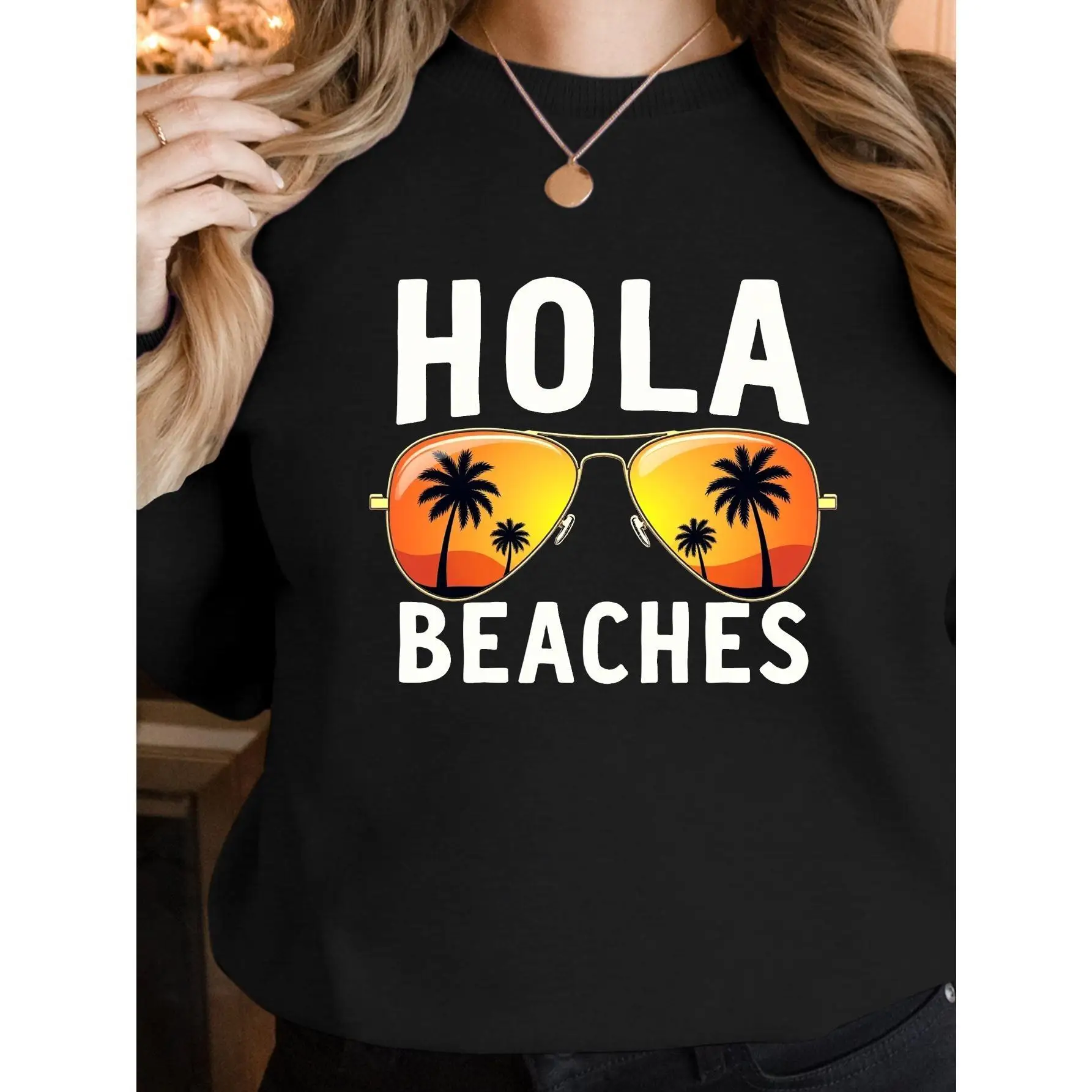 Funny "Hola Beaches" Sweatshirt Unisex Tropical Vacation Graphic Pullover Pilot Sunglasses Palm Tree Beach Lover Cotton Top Gift
Funny "Hola Beaches" Sweatshirt Unisex Tropical Vacation Graphic Pullover Pilot Sunglasses Palm Tree Beach Lover Cotton Top Gift