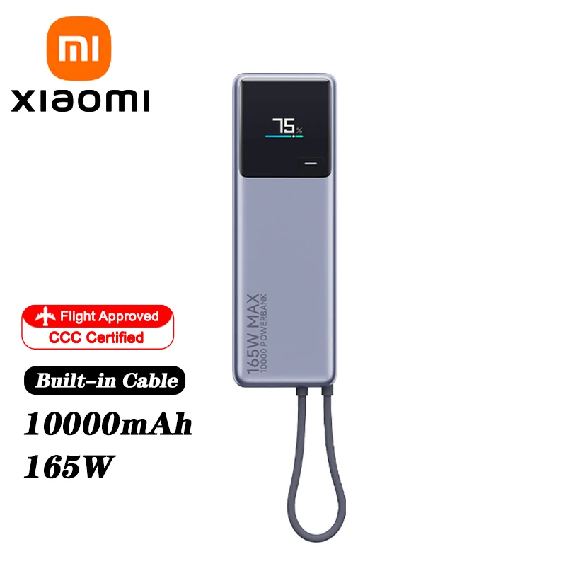 XIAOMI Power Bank мощностью 165 Вт, 10000 мАч, встроенный кабель USB‐C, цветной интеллектуальный дисплей, двухпортовая быстрая зарядка для iphone 16 15 14 Pro Max
XIAOMI Power Bank мощностью 165 Вт, 10000 мАч, встроенный кабель USB‐C, цветной интеллектуальный дисплей, двухпортовая быстрая зарядка для iphone 16 15 14 Pro Max