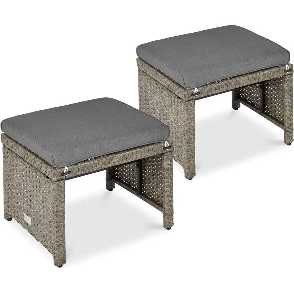 2-Piece Wicker Ottoman Set with Removable Cushions, Outdoor Patio Furniture, Multi-Position Seating, Side Table, Steel Frame, Ce
2-Piece Wicker Ottoman Set with Removable Cushions, Outdoor Patio Furniture, Multi-Position Seating, Side Table, Steel Frame, Ce