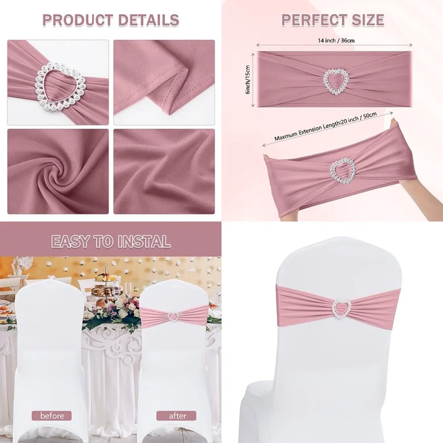 Pack of 120 Spandex Chair Sashes Bows Stretch Chair Cover Band with Buckle Slider Universal Elastic Chair Ties for Wedding Banq
Pack of 120 Spandex Chair Sashes Bows Stretch Chair Cover Band with Buckle Slider Universal Elastic Chair Ties for Wedding Banq