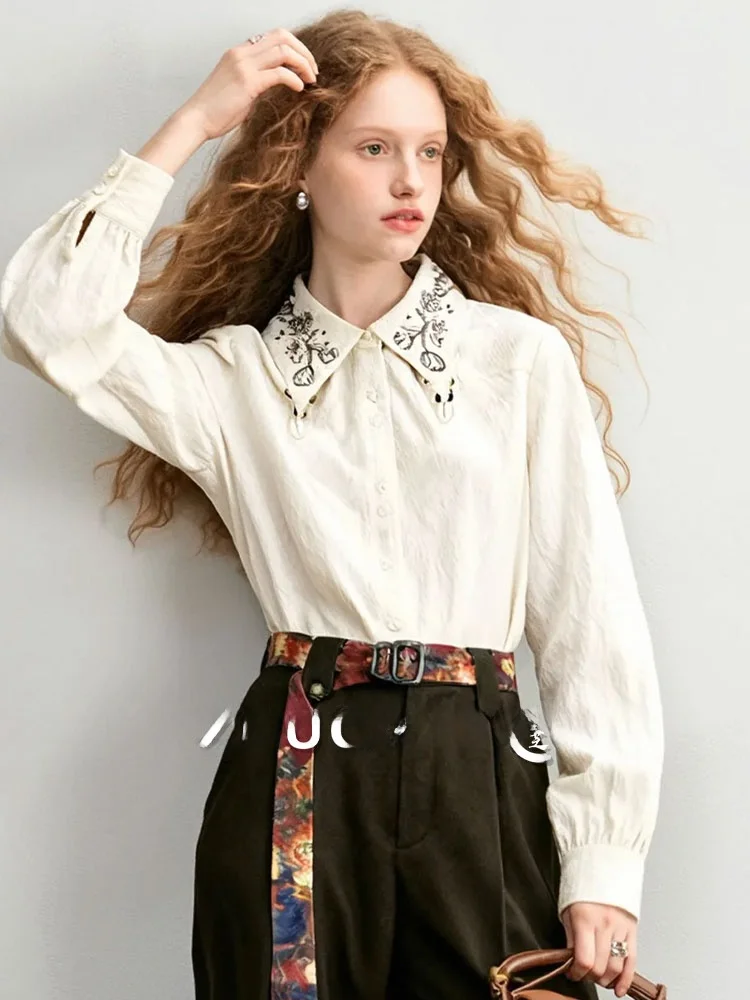 ZhuoZhi Pure Color Embroidered Collar Loose irt lectual Sle Long Sve Women's Faionable Winter New Arrival
ZhuoZhi Pure Color Embroidered Collar Loose irt lectual Sle Long Sve Women's Faionable Winter New Arrival