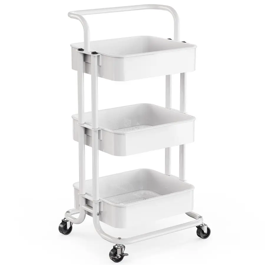 3 Tier Mesh Utility Cart, Rolling Metal Organization Cart with Handle and Lockable Wheels, Multifunctional Storage Shelves for
3 Tier Mesh Utility Cart, Rolling Metal Organization Cart with Handle and Lockable Wheels, Multifunctional Storage Shelves for