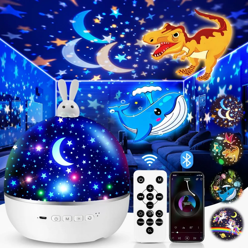 Проектор-ночник «Динозавр» с 15 пленками, Bluetooth, музыкой, пультом ДУ, перезаряжаемый, звездная лампа для детей
Проектор-ночник «Динозавр» с 15 пленками, Bluetooth, музыкой, пультом ДУ, перезаряжаемый, звездная лампа для детей