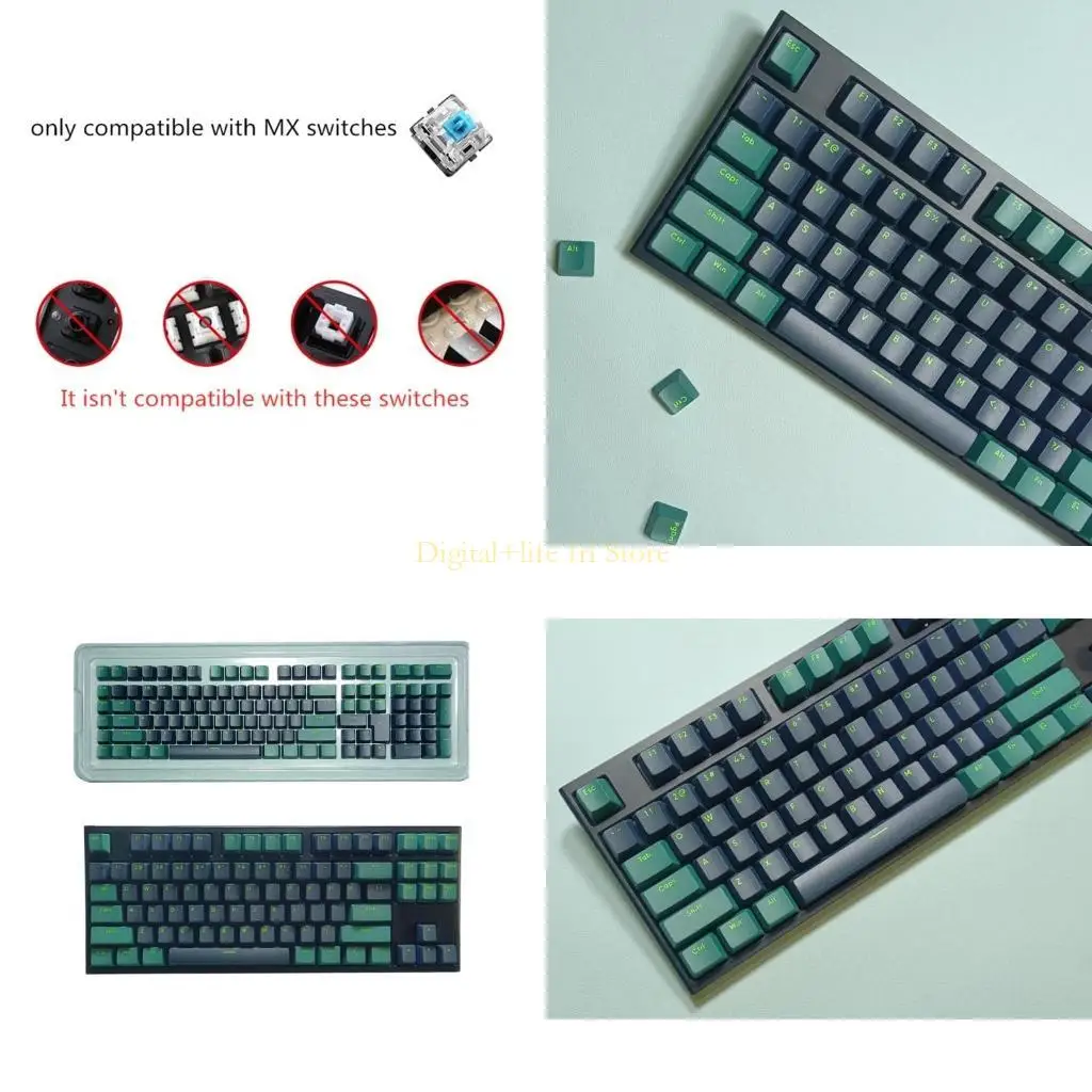 E06d 117pcs Keycaps Двухцветный впрыск двойной выстрел зеленый черный профиль OEM-oem Keycap
E06d 117pcs Keycaps Двухцветный впрыск двойной выстрел зеленый черный профиль OEM-oem Keycap