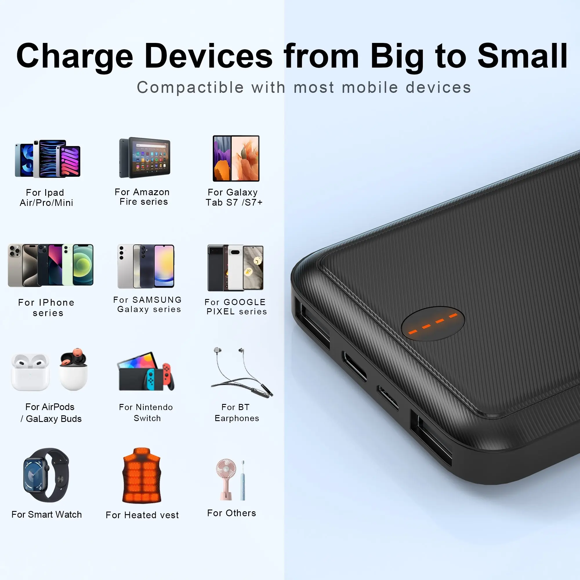 Портативное зарядное устройство Power Bank 10000 мАч, тонкий аккумулятор с двумя портами USB для смартфонов, планшетов и шестерен с подогревом.
Портативное зарядное устройство Power Bank 10000 мАч, тонкий аккумулятор с двумя портами USB для смартфонов, планшетов и шестерен с подогревом.