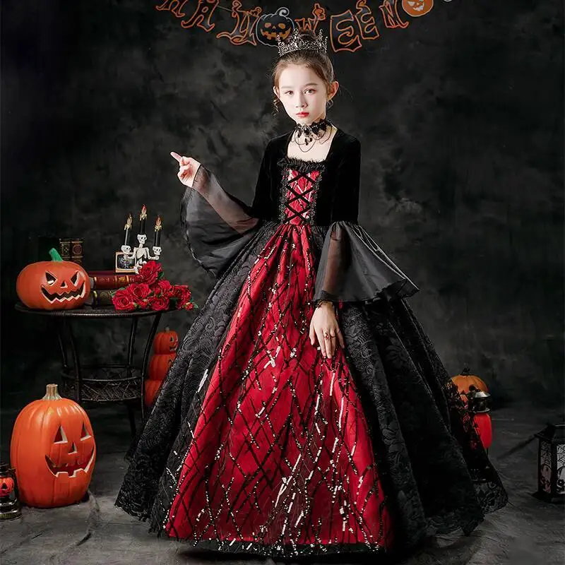 Детский костюм на Хэллоуин для девочек, платье королевы вампира, ведьмы, платье принцессы, карнавальный наряд для вечеринки
Детский костюм на Хэллоуин для девочек, платье королевы вампира, ведьмы, платье принцессы, карнавальный наряд для вечеринки