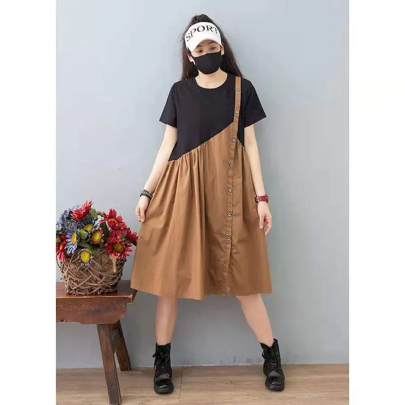 100% Cotton Dresses Women Fashion French Loose Dress Patchwork Design Short Sleeve Dresses Summer Trend Show Slim Casual Dress
100% Cotton Dresses Women Fashion French Loose Dress Patchwork Design Short Sleeve Dresses Summer Trend Show Slim Casual Dress