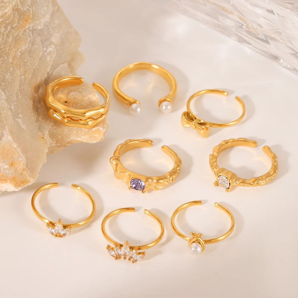 Coranda 18K Gold Plated Stainless Steel Bow Pearl Open Ring with Zircon Non Fading Women's Jewelry Gift
Coranda 18K Gold Plated Stainless Steel Bow Pearl Open Ring with Zircon Non Fading Women's Jewelry Gift