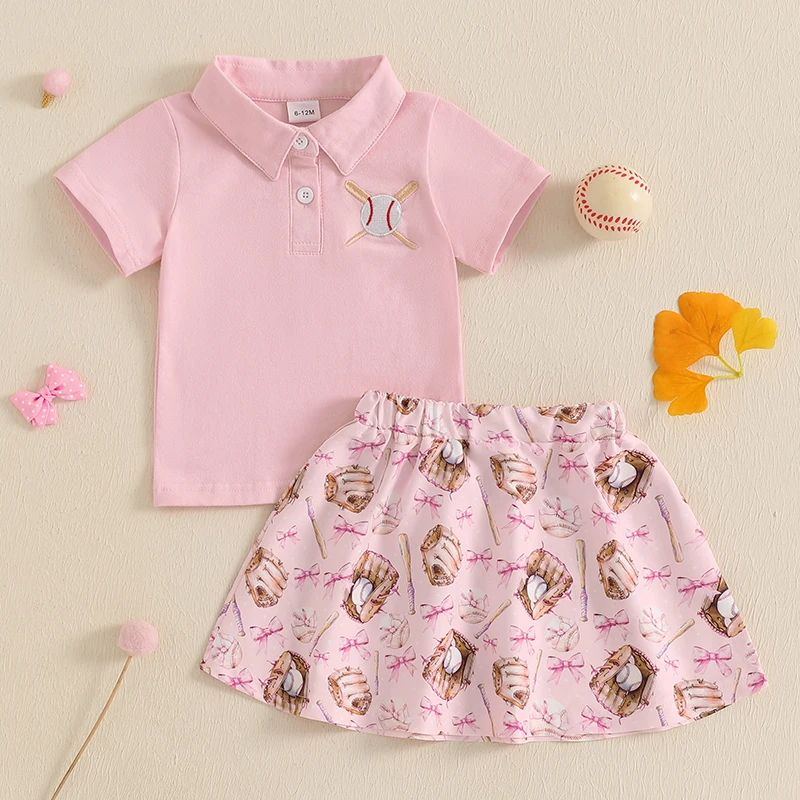 Toddler Girl Summer Outfit Short Sleeve Lapel Tops with Baseball Print Mini A-Line Skirt 2Pcs Set
Toddler Girl Summer Outfit Short Sleeve Lapel Tops with Baseball Print Mini A-Line Skirt 2Pcs Set