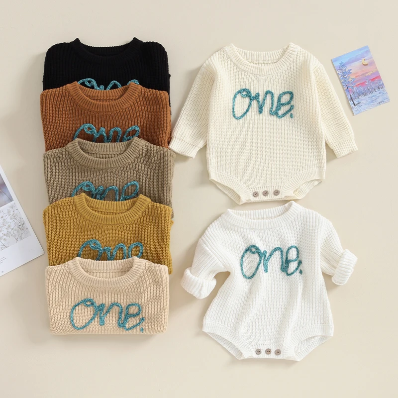 9-18M Infant Baby Knit Sweater Romper One Letter Embroidered Long Sleeve Round Neck Jumpsuit Fall Winter Toddler Boy Girl Outfit
9-18M Infant Baby Knit Sweater Romper One Letter Embroidered Long Sleeve Round Neck Jumpsuit Fall Winter Toddler Boy Girl Outfit
