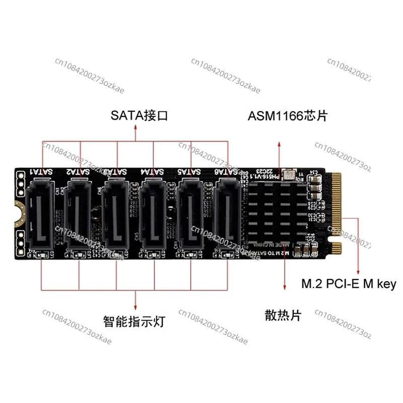 6-портовая карта расширения M.2 к SATA3.0 Карта адаптера M-EKY NVME к SATA Расширение жесткого диска NAS Synology
6-портовая карта расширения M.2 к SATA3.0 Карта адаптера M-EKY NVME к SATA Расширение жесткого диска NAS Synology