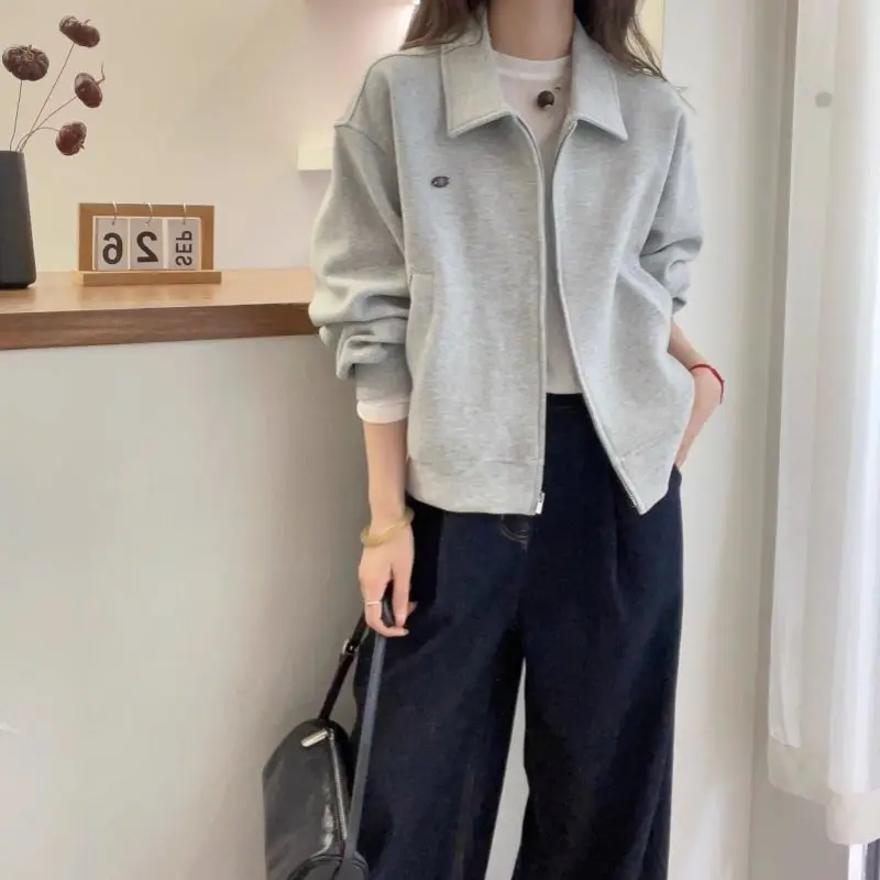 Светло-серая толстовка с лацканами для женщин, новинка весны 2025 года, тонкий кардиган, топ
Светло-серая толстовка с лацканами для женщин, новинка весны 2025 года, тонкий кардиган, топ