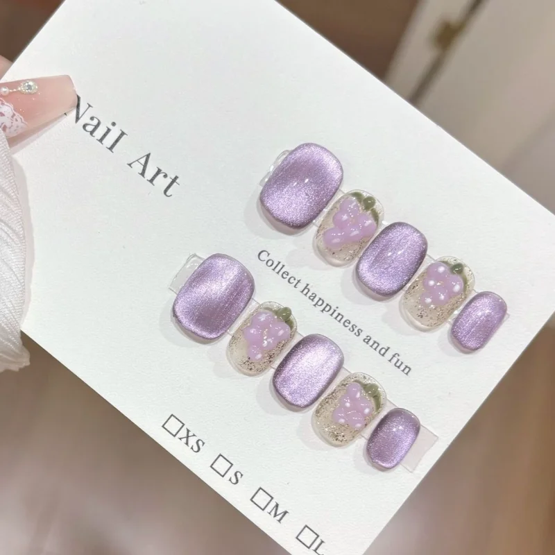 10Pcs Purple Short Square Handmade Summer Nails 3D Grape with Cat Eye Design False Nail Tips for Vacation&Party,Daily Wear Gift
10Pcs Purple Short Square Handmade Summer Nails 3D Grape with Cat Eye Design False Nail Tips for Vacation&Party,Daily Wear Gift