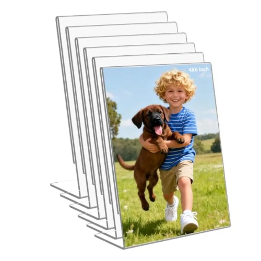 6 Pack 4x6 Inch Clear Acrylic Self Standing Picture Frames, Clear Photo Frame Stand Tabletop Display for Home or Office Décor V
6 Pack 4x6 Inch Clear Acrylic Self Standing Picture Frames, Clear Photo Frame Stand Tabletop Display for Home or Office Décor V