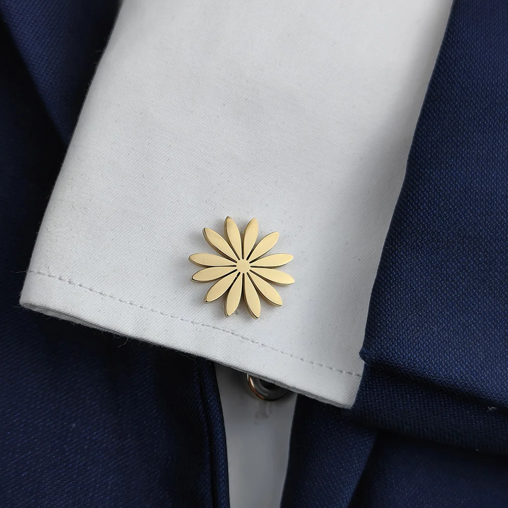 Unique 18K stainless steel gold-plated cufflinks: elegant daisy design, fashionable lapel pins, gifts for friends
Unique 18K stainless steel gold-plated cufflinks: elegant daisy design, fashionable lapel pins, gifts for friends