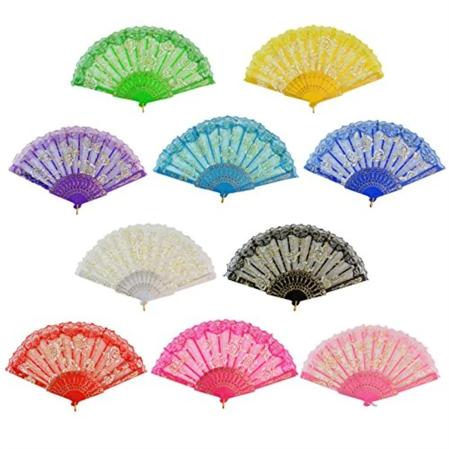 Elegant Rose Lace Floral Folding Hand Fans 9 Inch 10 Pieces Random Color Suitable For Wedding Dancing Church Party Gifts
Elegant Rose Lace Floral Folding Hand Fans 9 Inch 10 Pieces Random Color Suitable For Wedding Dancing Church Party Gifts
