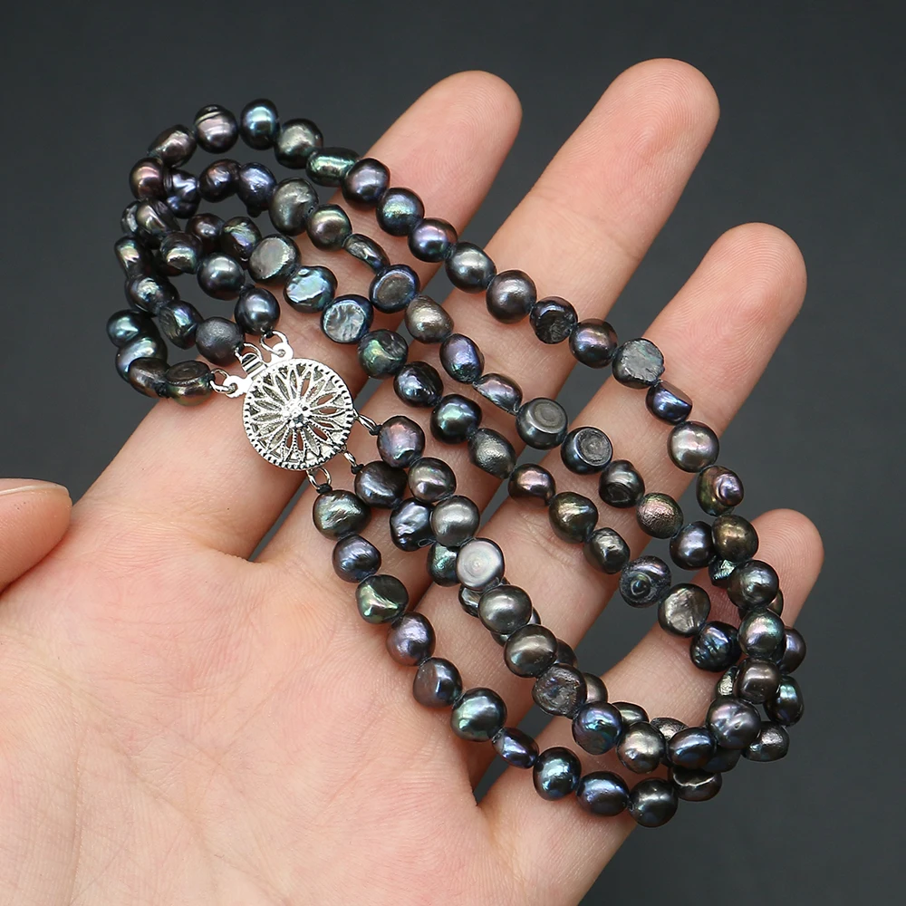 Niche Personalized Peacock Black Irregular Pearl 3-Layer Design Bracelet 5-6mm Baroque Style Fashion Women's Wrist Jewelry Gift
Niche Personalized Peacock Black Irregular Pearl 3-Layer Design Bracelet 5-6mm Baroque Style Fashion Women's Wrist Jewelry Gift