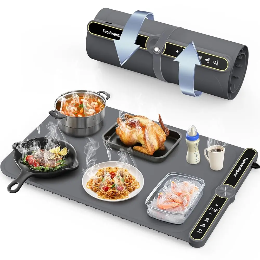 Food Warming Mat, Rapid Heating Electric Warming Tray With 9 Temp Setting And 6 Hours Timer, Foldable Warming Mat For Food,
Food Warming Mat, Rapid Heating Electric Warming Tray With 9 Temp Setting And 6 Hours Timer, Foldable Warming Mat For Food,