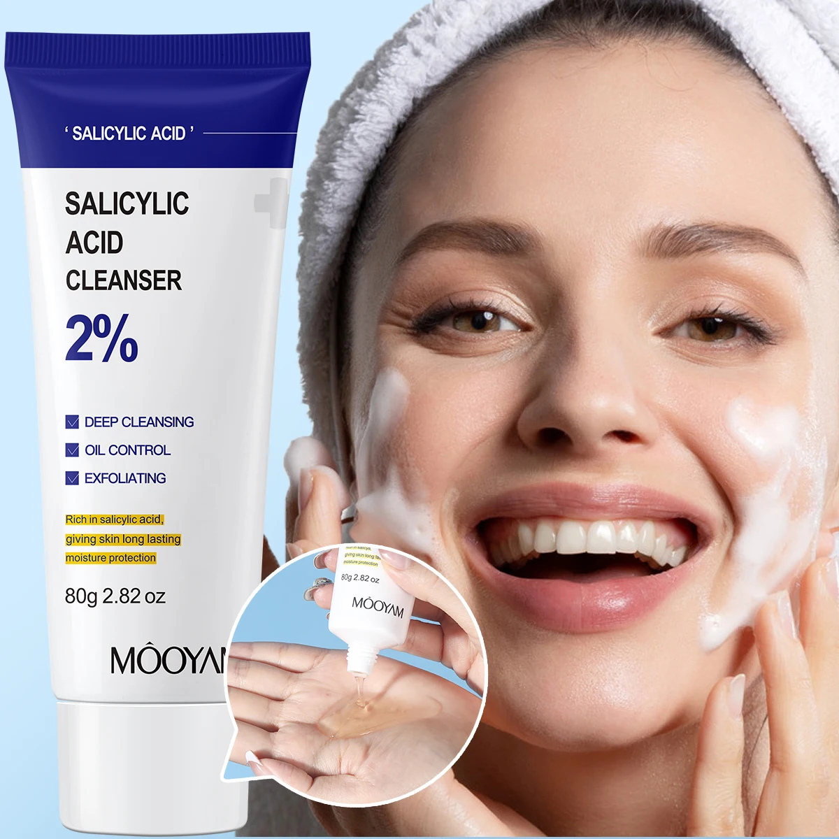 80g Salicylic Acid Facial Cleanser Face Wash Foam Face Cleanser Moisturizing Facial Cleansing Hydrating Skin Care Products
80g Salicylic Acid Facial Cleanser Face Wash Foam Face Cleanser Moisturizing Facial Cleansing Hydrating Skin Care Products