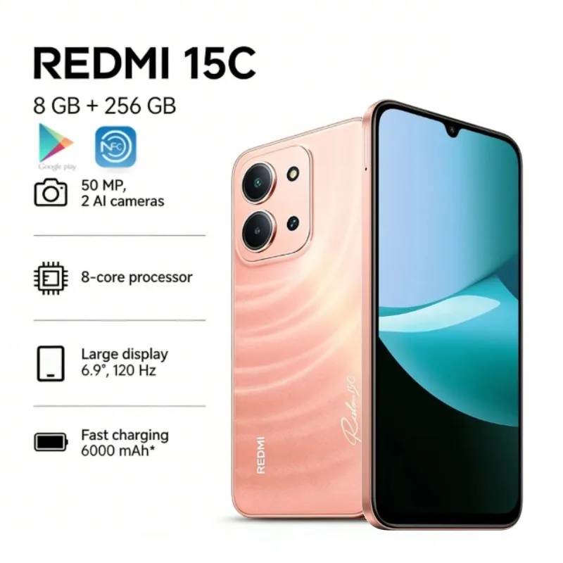 2026 new REDMI 15C Ultra-Slim Long-Lasting Smartphone Smart Camera Mobile Device
2026 new REDMI 15C Ultra-Slim Long-Lasting Smartphone Smart Camera Mobile Device