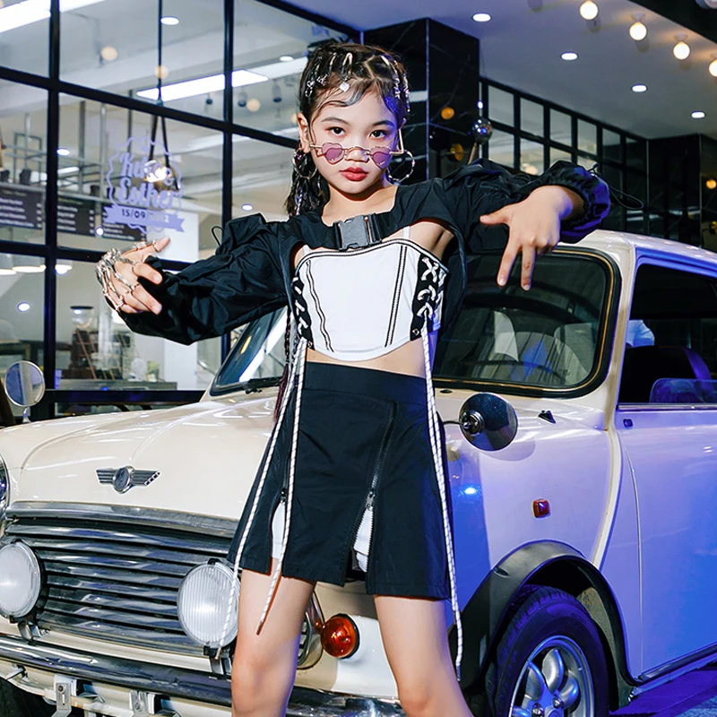 Jazz Modern Dance Performance Costumes For Girls Black Crop Tops Skirts Suit Fashion Hip Hop Dance Stage Rave Clothes DQL8749
Jazz Modern Dance Performance Costumes For Girls Black Crop Tops Skirts Suit Fashion Hip Hop Dance Stage Rave Clothes DQL8749