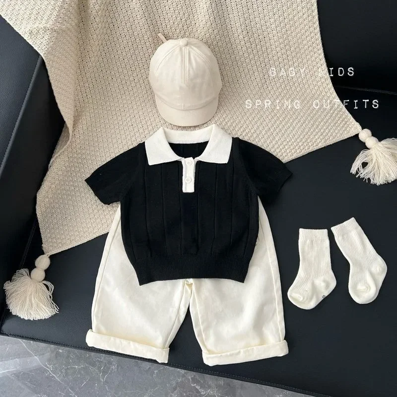 Boys' Spring and Summer Set New Children's Collar Knitted Short sleeved T-shirt+Casual Pants Two-piece Set
Boys' Spring and Summer Set New Children's Collar Knitted Short sleeved T-shirt+Casual Pants Two-piece Set