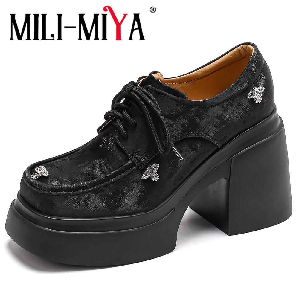 MILI-MIYA/Новое поступление, женские туфли-лодочки из коровьей кожи, ультра легкая резиновая пенопластовая подошва, туфли на платформе на очень высоком толстом каблуке с пряжкой и кристаллами
MILI-MIYA/Новое поступление, женские туфли-лодочки из коровьей кожи, ультра легкая резиновая пенопластовая подошва, туфли на платформе на очень высоком толстом каблуке с пряжкой и кристаллами