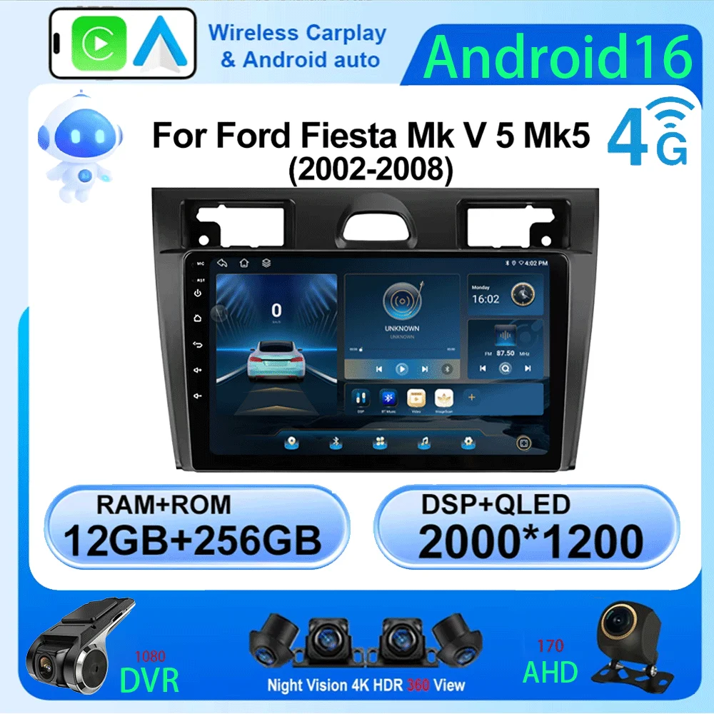 LJZN QLED CarPlay Android 16 Auto Car Radio Multimedia GPS 2din autoradio Stereo For Ford Fiesta Mk VI 5 Mk5 2002 - 2008 5G+WIFI
LJZN QLED CarPlay Android 16 Auto Car Radio Multimedia GPS 2din autoradio Stereo For Ford Fiesta Mk VI 5 Mk5 2002 - 2008 5G+WIFI