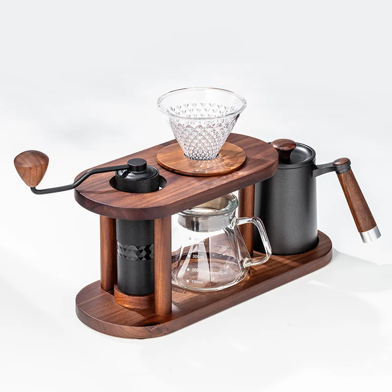 Pour Over Coffee Stand Black Walnut Wood Dripper Rack Hand Brew Coffee Set Glass Sharing Pot Camping Barista Coffee Accessory
Pour Over Coffee Stand Black Walnut Wood Dripper Rack Hand Brew Coffee Set Glass Sharing Pot Camping Barista Coffee Accessory