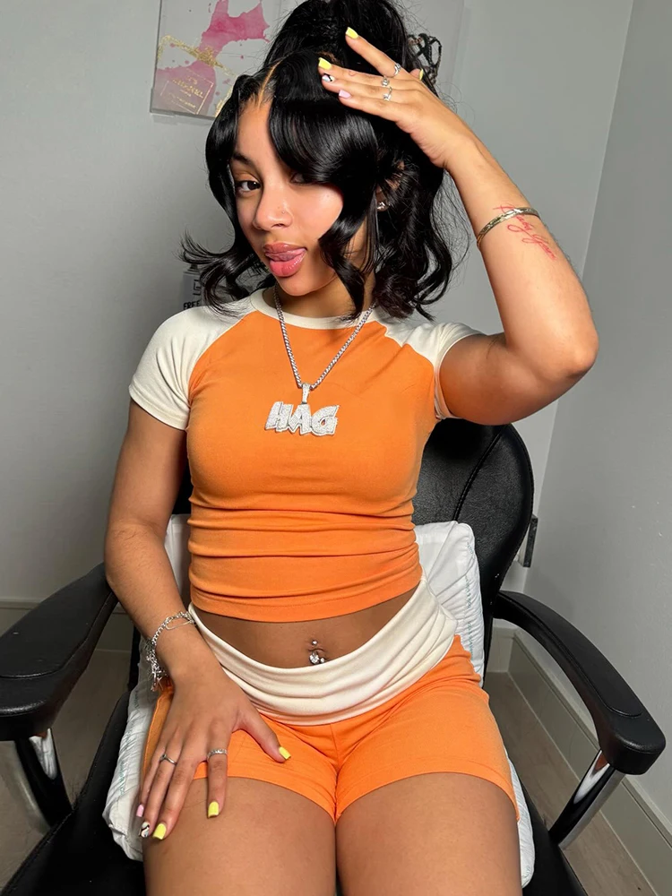 Kliou Color Blocking 2 Piece Set Woman Summer Trend o-Neck Short Sleeve Crop Tops+Elastic Waist Shorts Casual Sporty Style Suits
Kliou Color Blocking 2 Piece Set Woman Summer Trend o-Neck Short Sleeve Crop Tops+Elastic Waist Shorts Casual Sporty Style Suits