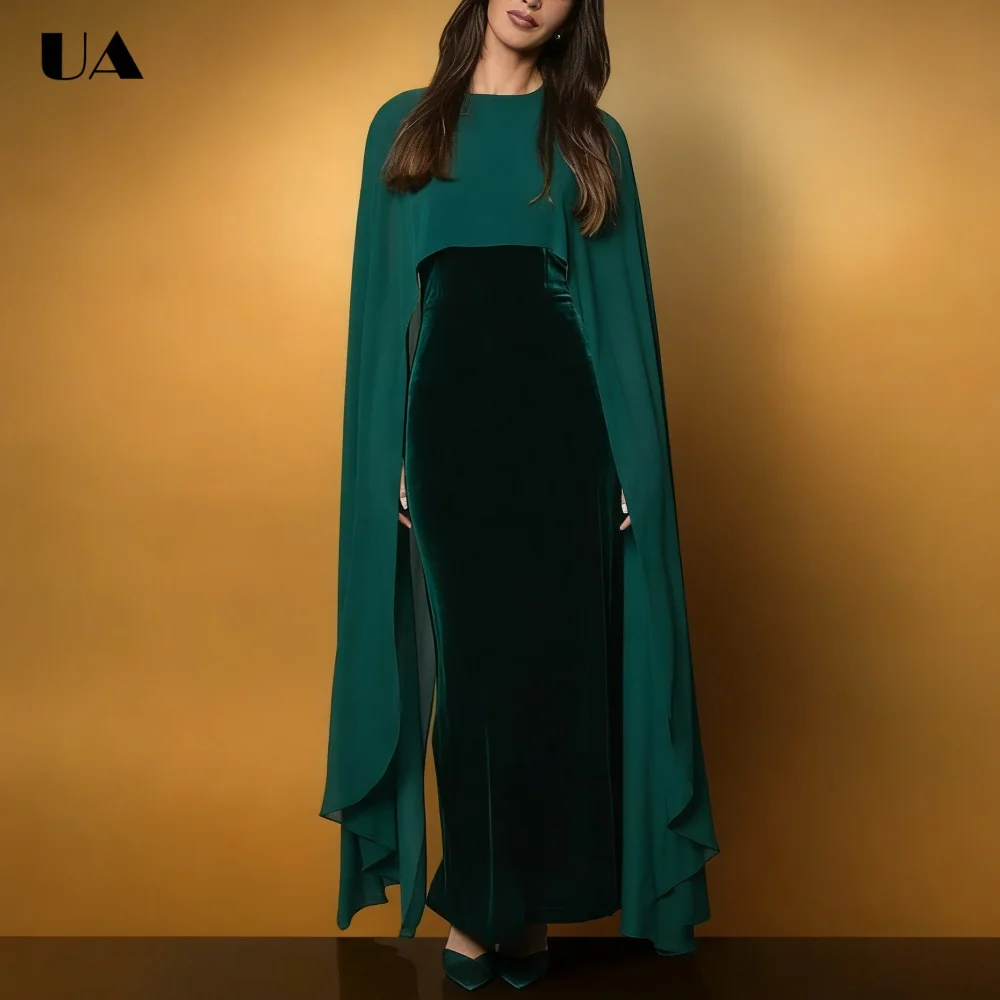 ULBYANRY Customized Velvet Sheath O-neck Prom Dress Elegant Mesh Cloak Sleeve Evening Dress Fashionable Cutout Long Party Dress
ULBYANRY Customized Velvet Sheath O-neck Prom Dress Elegant Mesh Cloak Sleeve Evening Dress Fashionable Cutout Long Party Dress