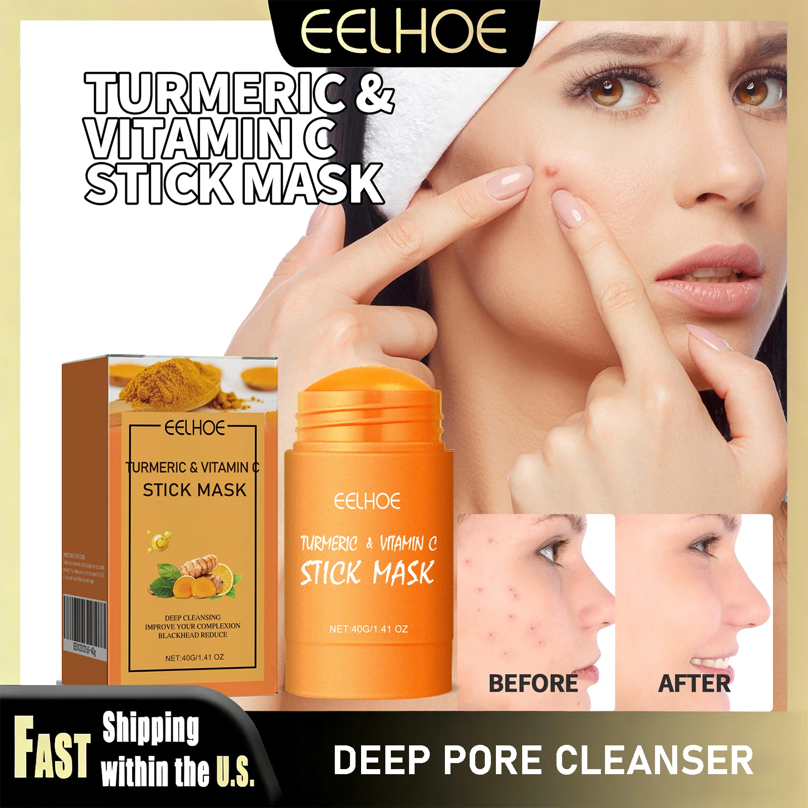 Face Clean Mask Turmeric Cleansing Stick Shrink Pores Deep Cleaning Blackhead Remover Facial Moisturizing Oil Control Clay Mask
Face Clean Mask Turmeric Cleansing Stick Shrink Pores Deep Cleaning Blackhead Remover Facial Moisturizing Oil Control Clay Mask